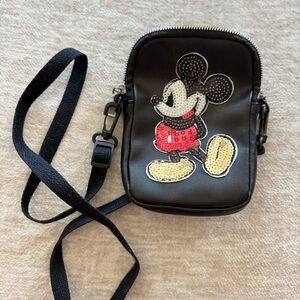 Black Crossbody Bag with Mickey Mouse Design